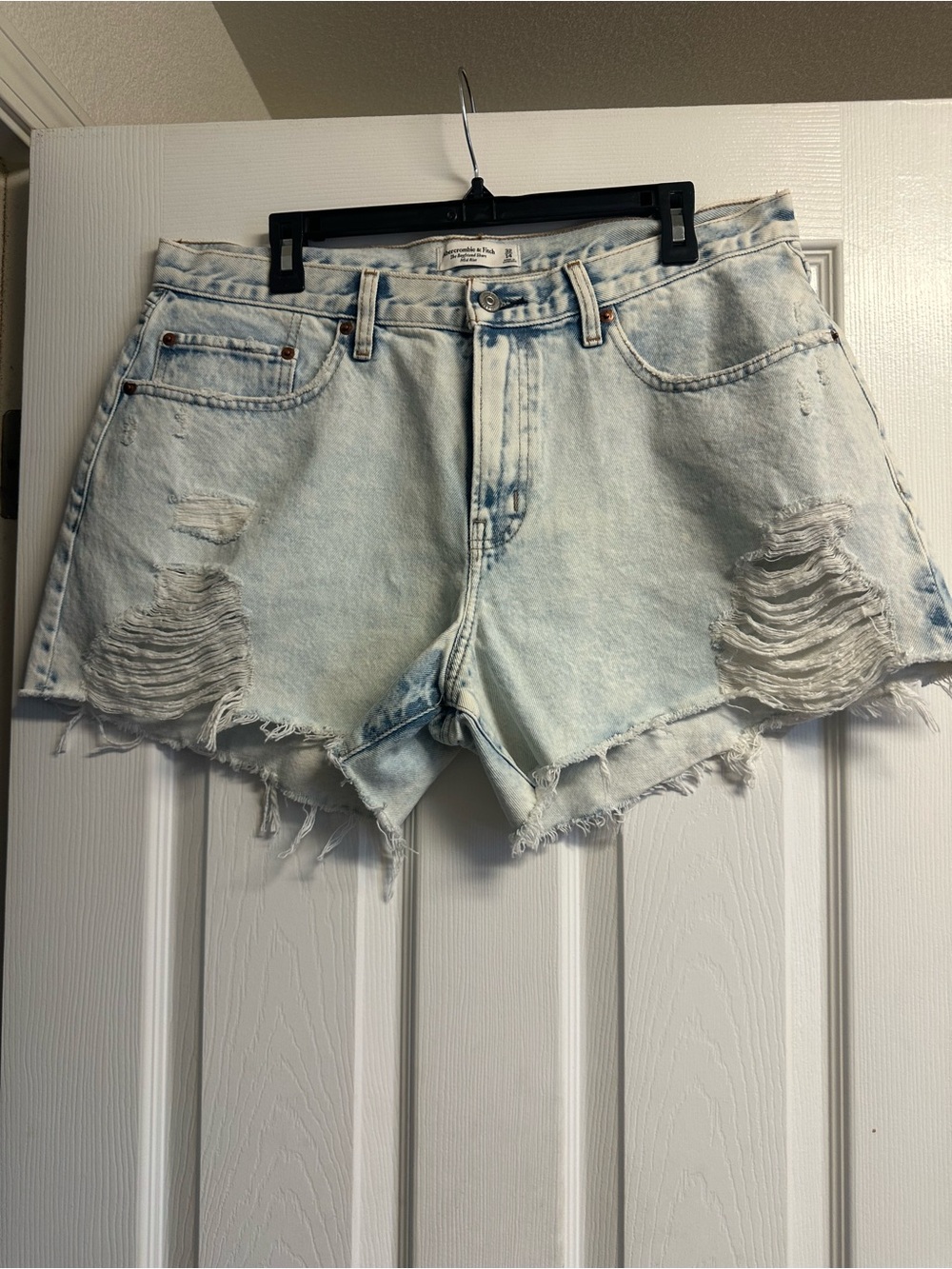 Abercrombie & Fitch Light Blue Distressed Denim Shorts